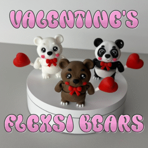Cute mini Valentine's flexi Bears with heart